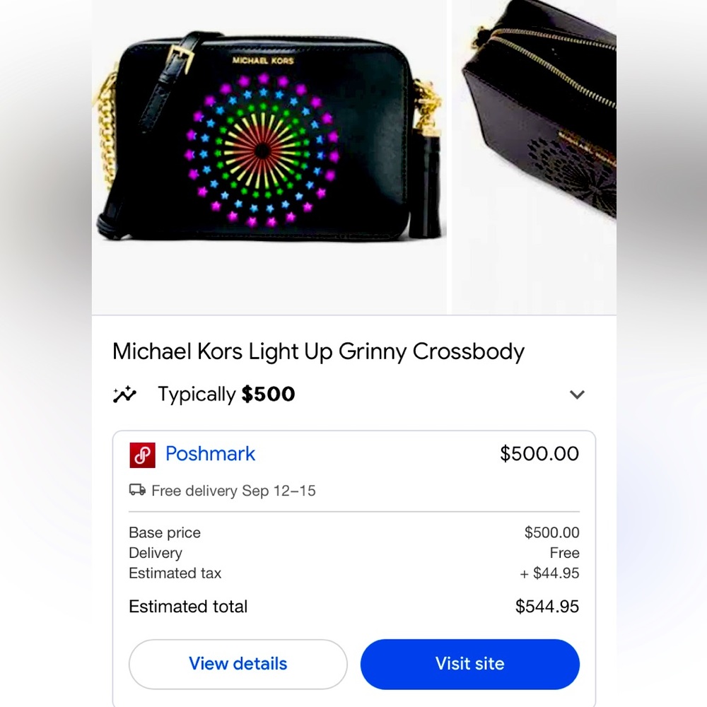 MICHAEL Michael Kors Ginny Crossbody Light Up Camera Bag Black Leather $500 - Picture 8 of 16